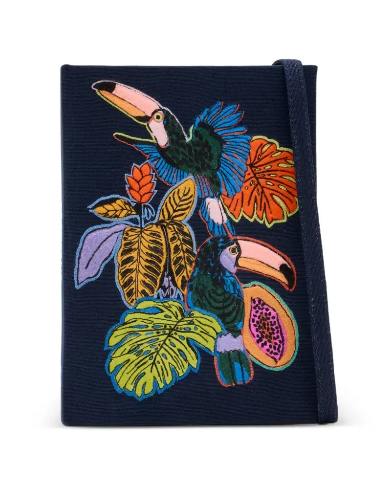 Olympia Le-Tan tropicalia-embroidered clutch bag - Blau Blau