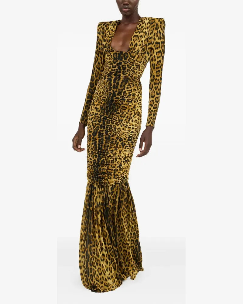 Roberto Cavalli Maxikleid mit Jaguar-Print - Braun Braun