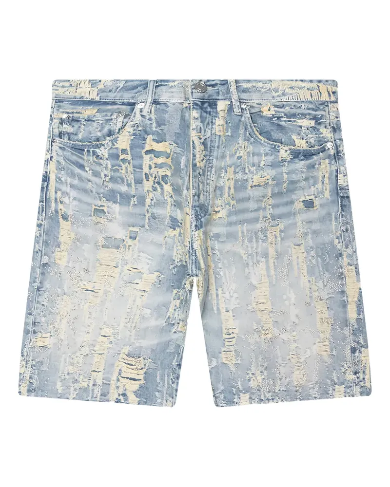 PURPLE BRAND bead splatter destroy shorts - Blau Blau