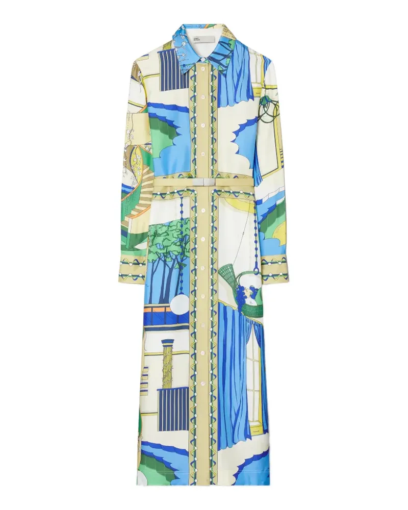 Tory Burch printed silk shirtdress - Nude Nude
