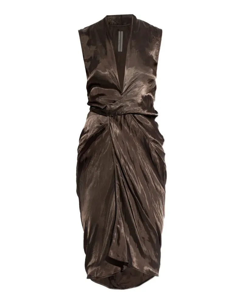 Rick Owens Drapiertes Kleid mit V-Ausschnitt - Braun Braun