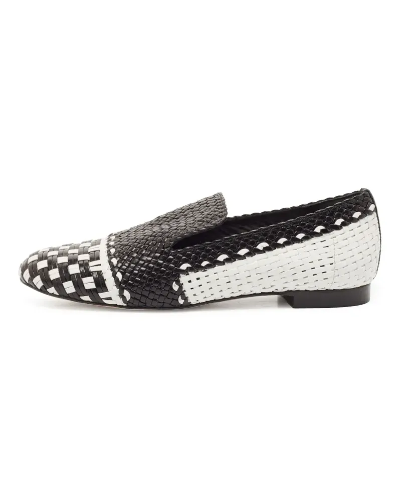 Stuart Weitzman Gewebte Riviera Smoking Loafer - Schwarz Schwarz