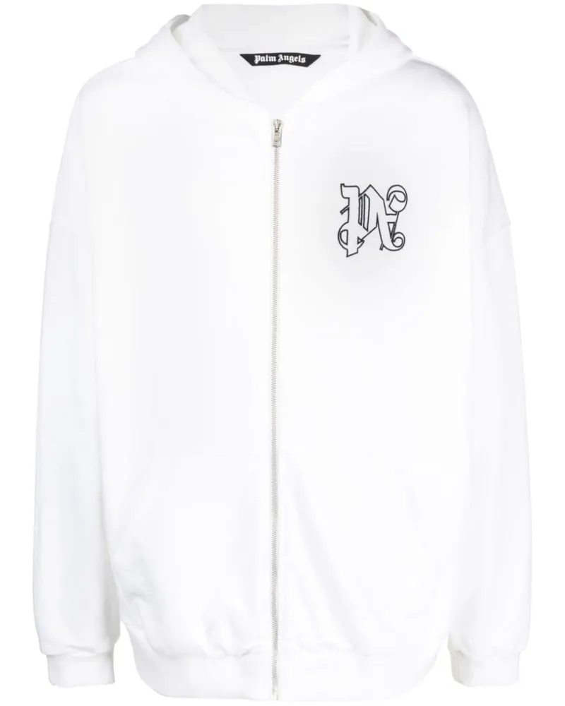 Palm Angels Hoodie mit Monogramm-Stickerei - Weiß Weiß