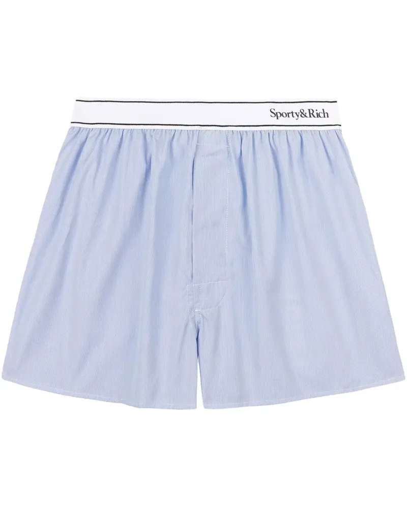 SPORTY & RICH Shorts mit Logo-Bund - Blau Blau