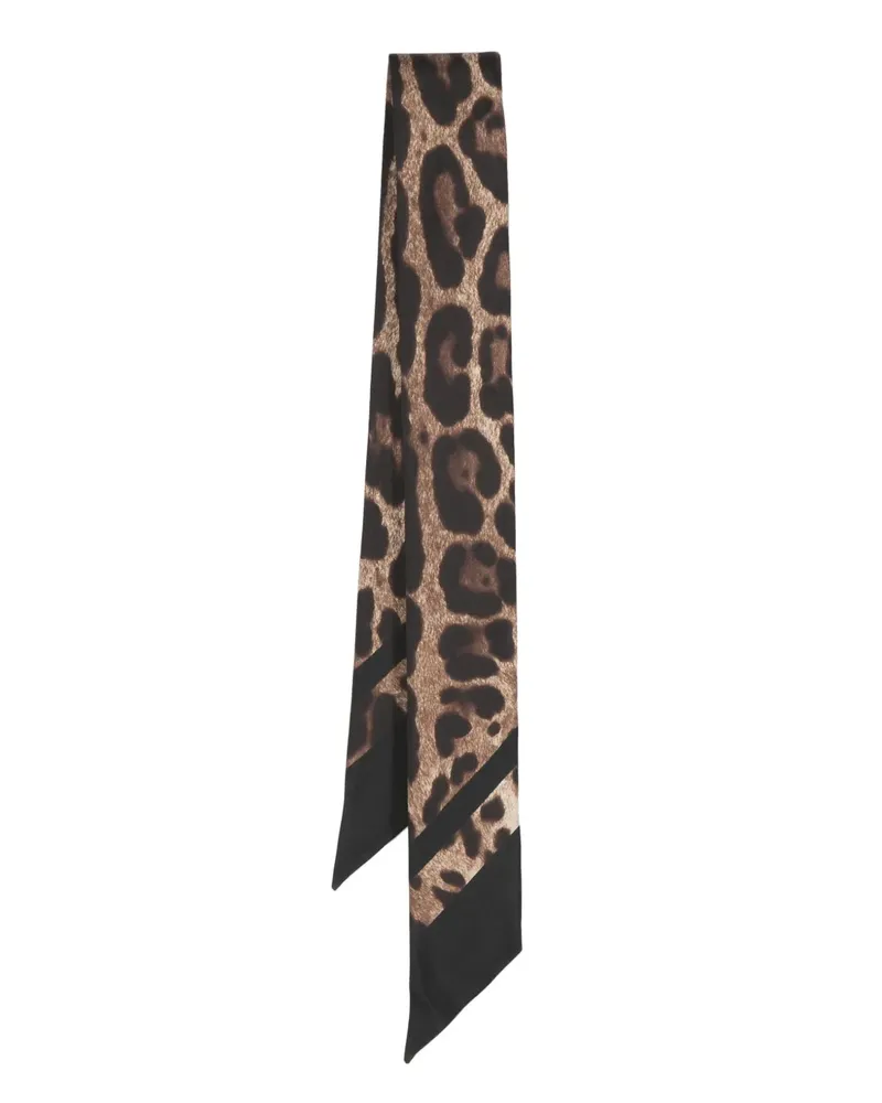 Dolce & Gabbana Seidenschal mit Leoparden-Print - Schwarz Schwarz