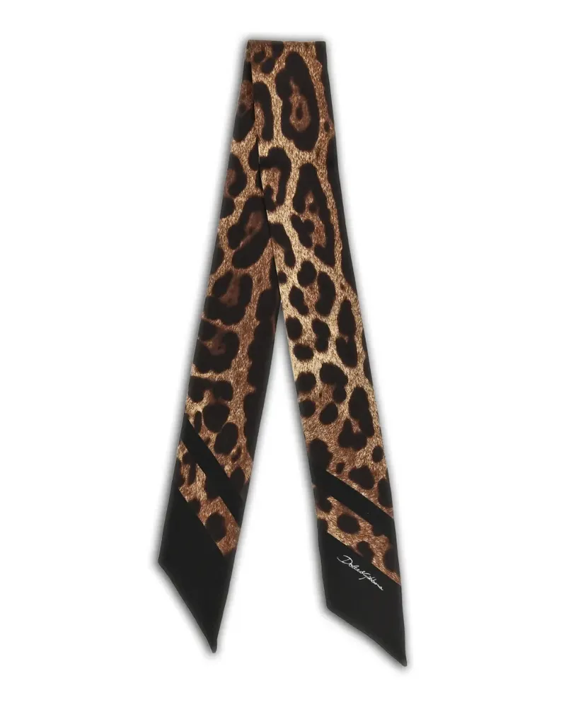 Dolce & Gabbana Seidenschal mit Leoparden-Print - Schwarz Schwarz