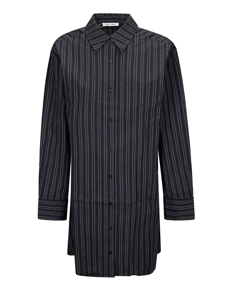 Samsøe & Samsøe striped asymmetric shirt dress - Schwarz Schwarz