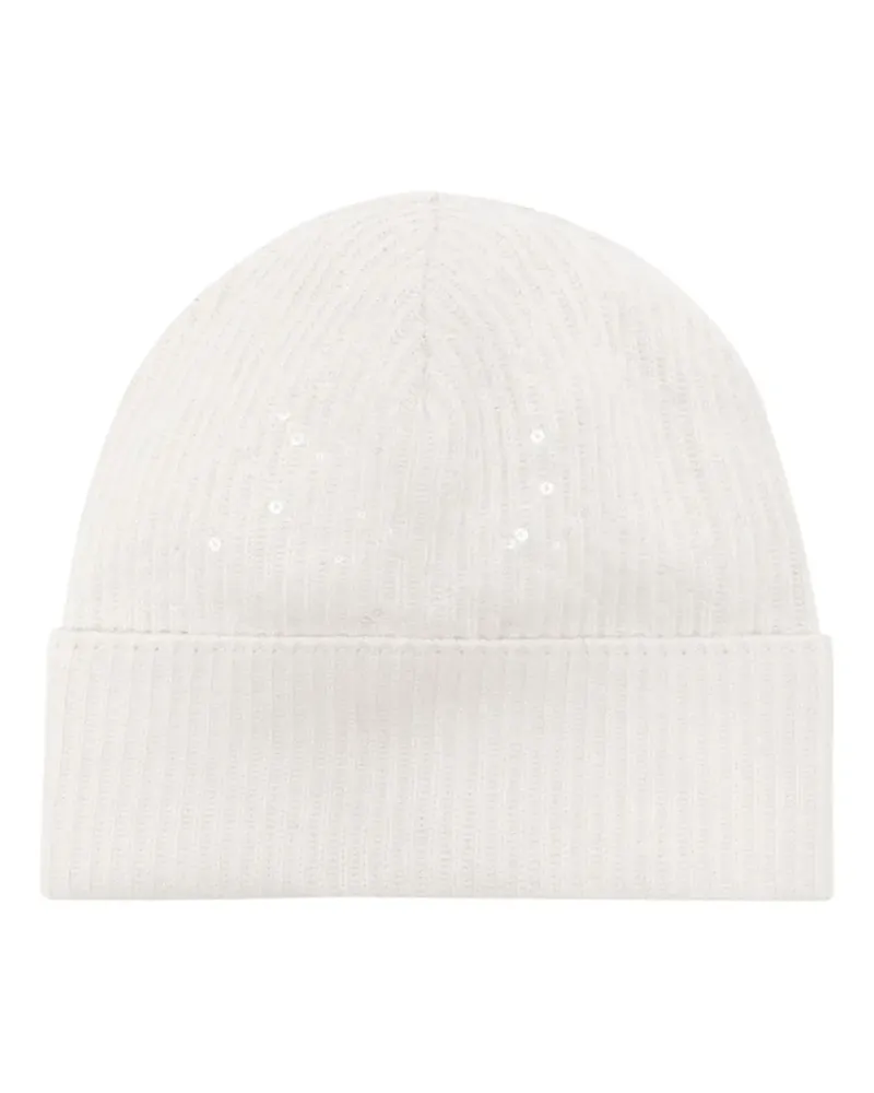 Brunello Cucinelli Beanie mit Pailletten - Weiß Weiß