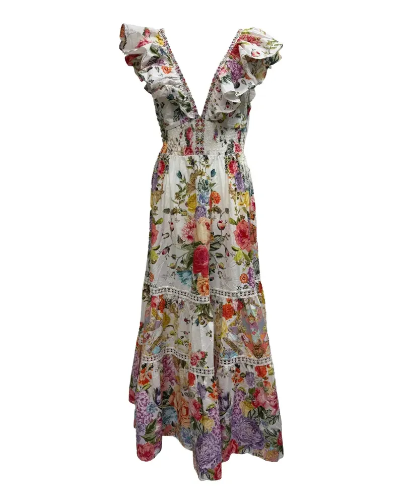 Camilla Floral-print tiered maxi dress - Weiß Weiß