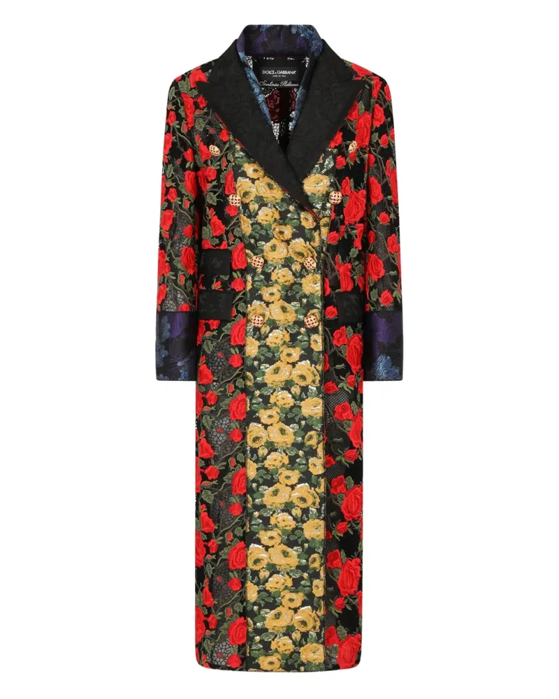 Dolce & Gabbana Jacquard-Mantel mit Blumenmuster - Schwarz Schwarz