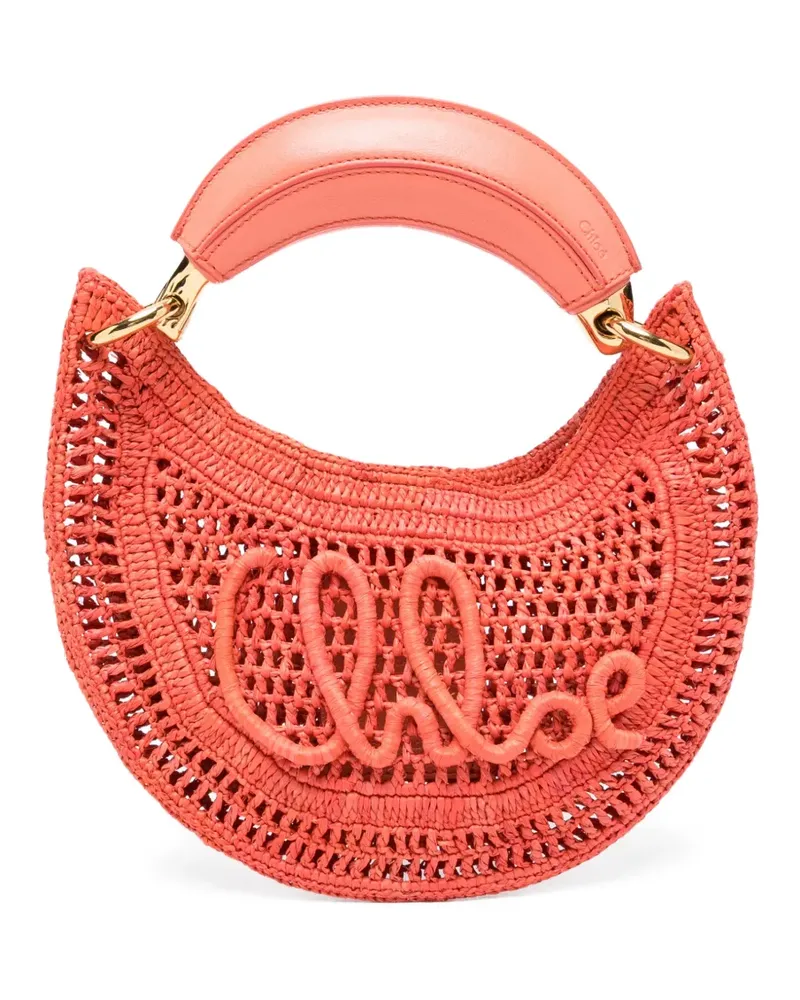 Chloé Summer Banana woven top-handle tote bag - Orange Orange