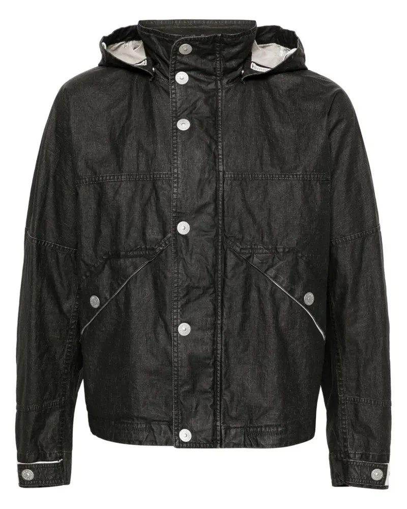 Stone Island Leinenjacke mit Kapuze - Schwarz Schwarz