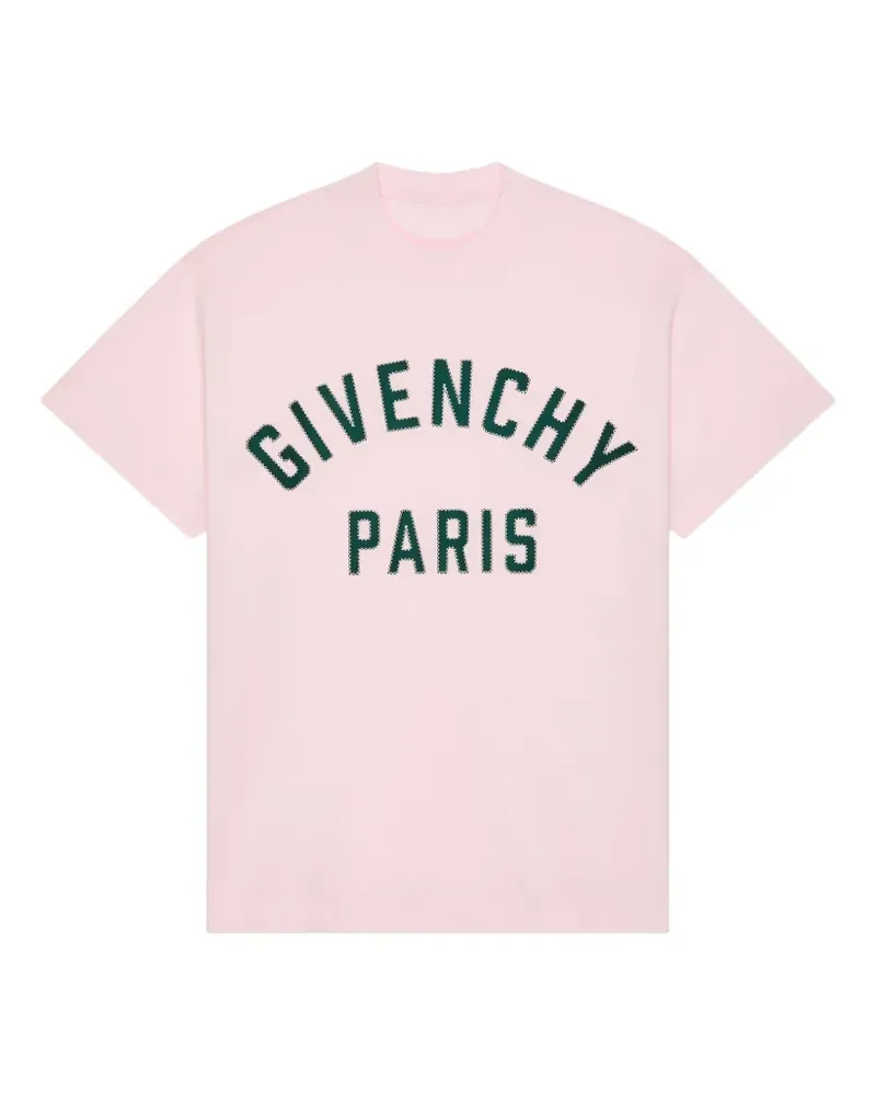 Givenchy Schmales T-Shirt mit  Paris-Stickerei - Rosa Rosa
