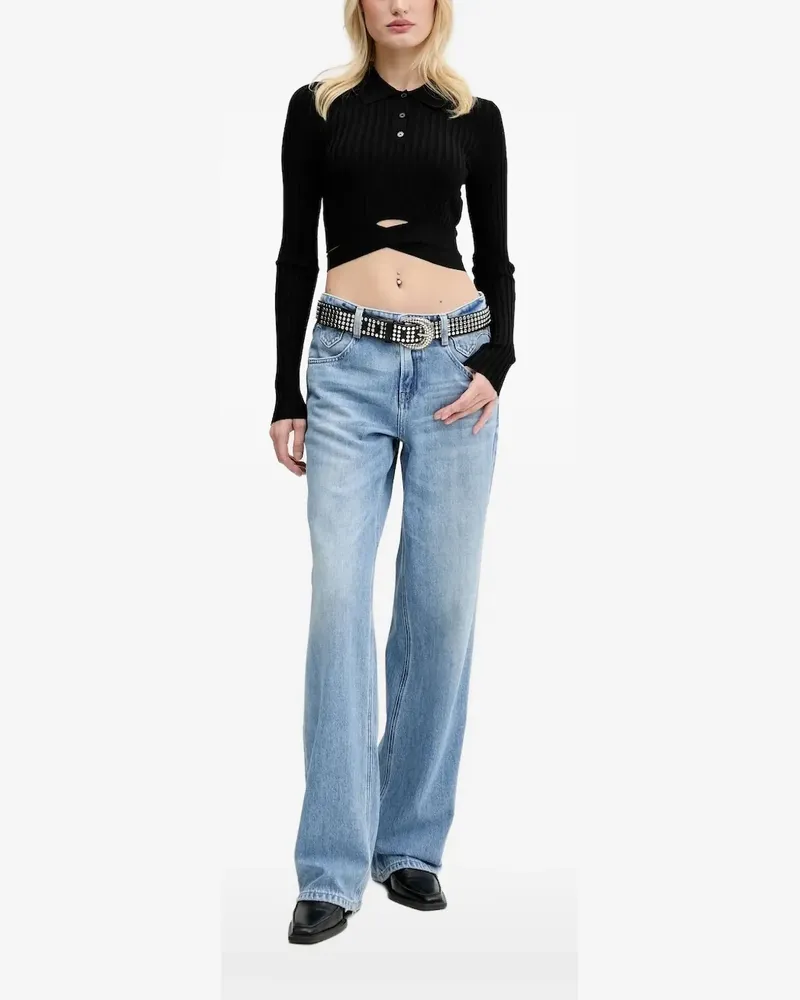 Miss Sixty Cropped-Top mit Polokragen - Schwarz Schwarz
