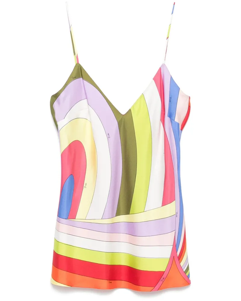 Emilio Pucci Oberteil aus Seide mit Iride-Print - Weiß Weiß