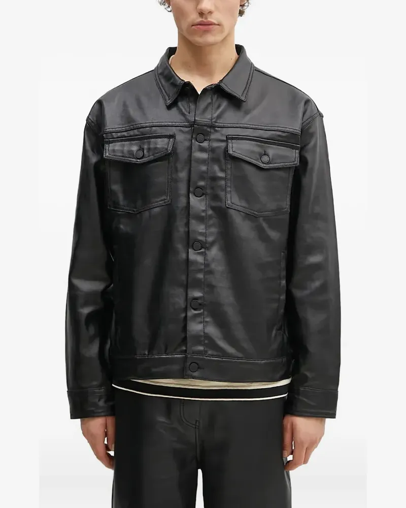 PLEASURES hemdjacke mit Klappentasche - Schwarz Schwarz