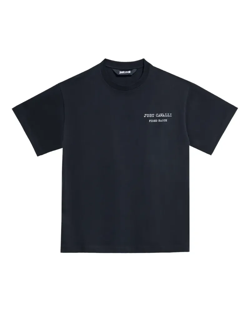Just Cavalli T-Shirt mit Hirsch-Print - Schwarz Schwarz