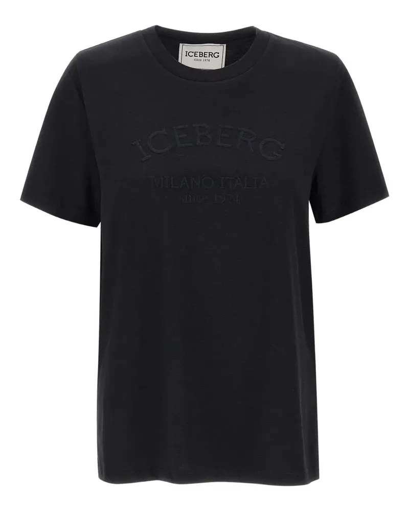 Iceberg T-Shirt mit Logo-Stickerei - Schwarz Schwarz