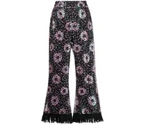 Cropped-Hose mit Pailletten - Schwarz