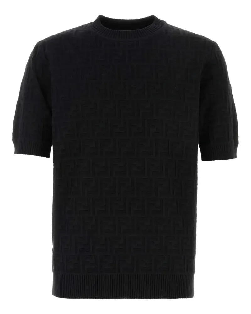 Fendi Kurzärmeliger Pullover mit FF - Schwarz Schwarz