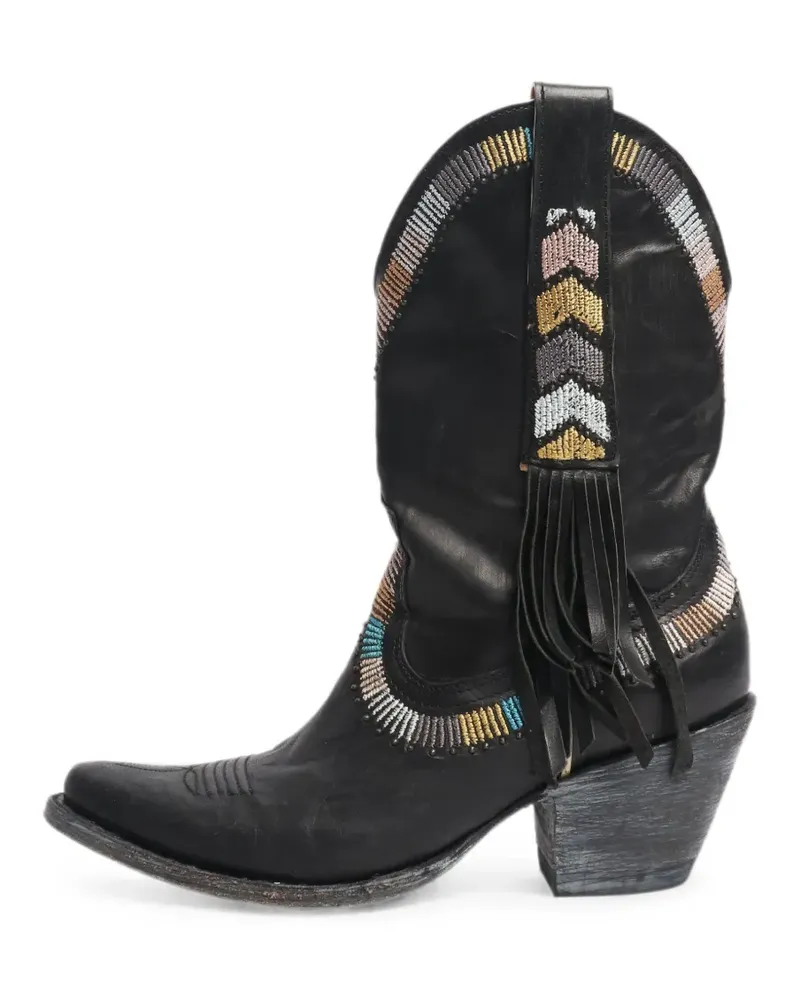 Jessie Western Cowboystiefel mit Fransen - Schwarz Schwarz