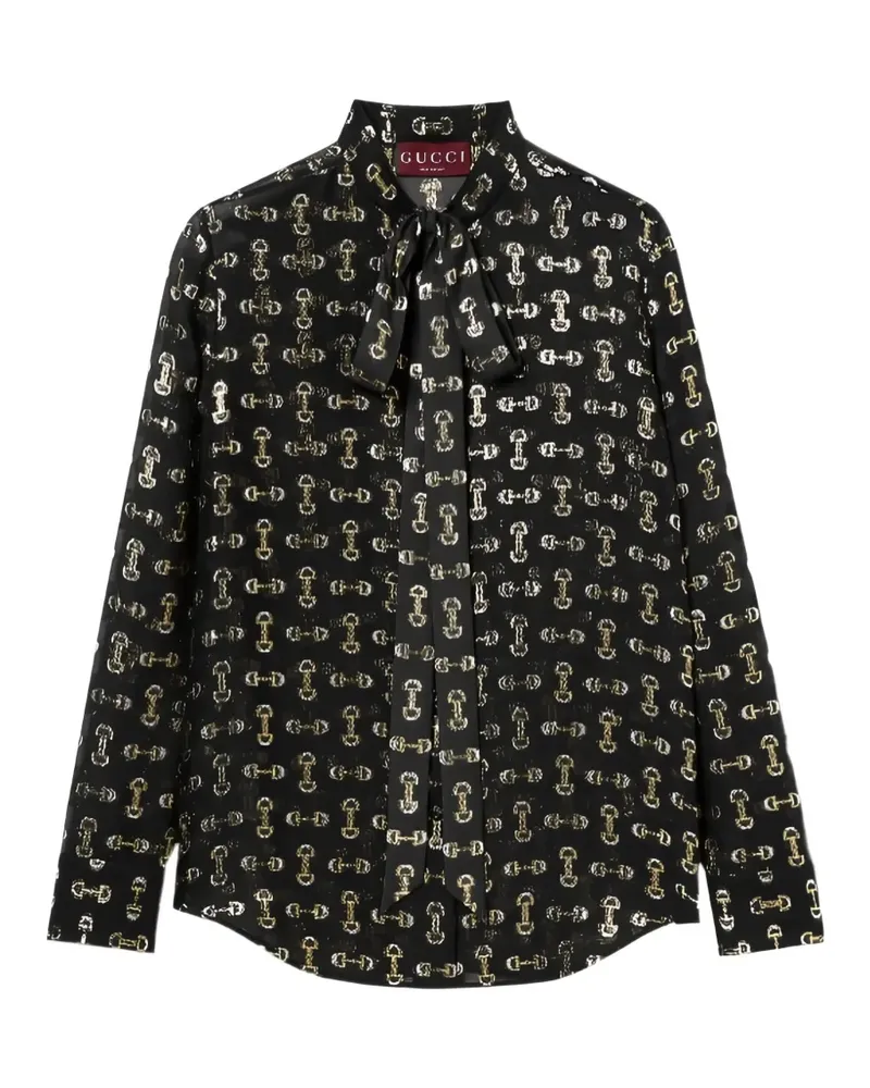 Gucci Horsebit bow-neck blouse - Schwarz Schwarz