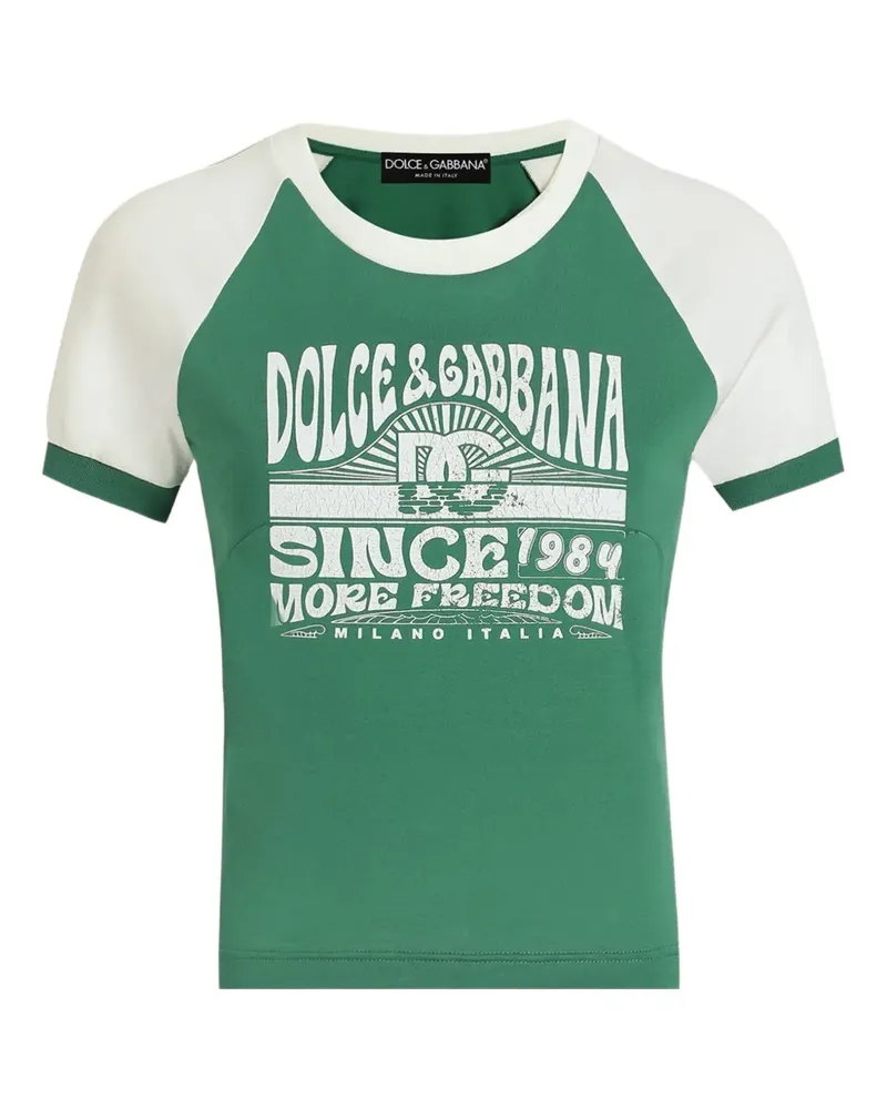 Dolce & Gabbana T-Shirt mit grafischem Print - Grün Grün