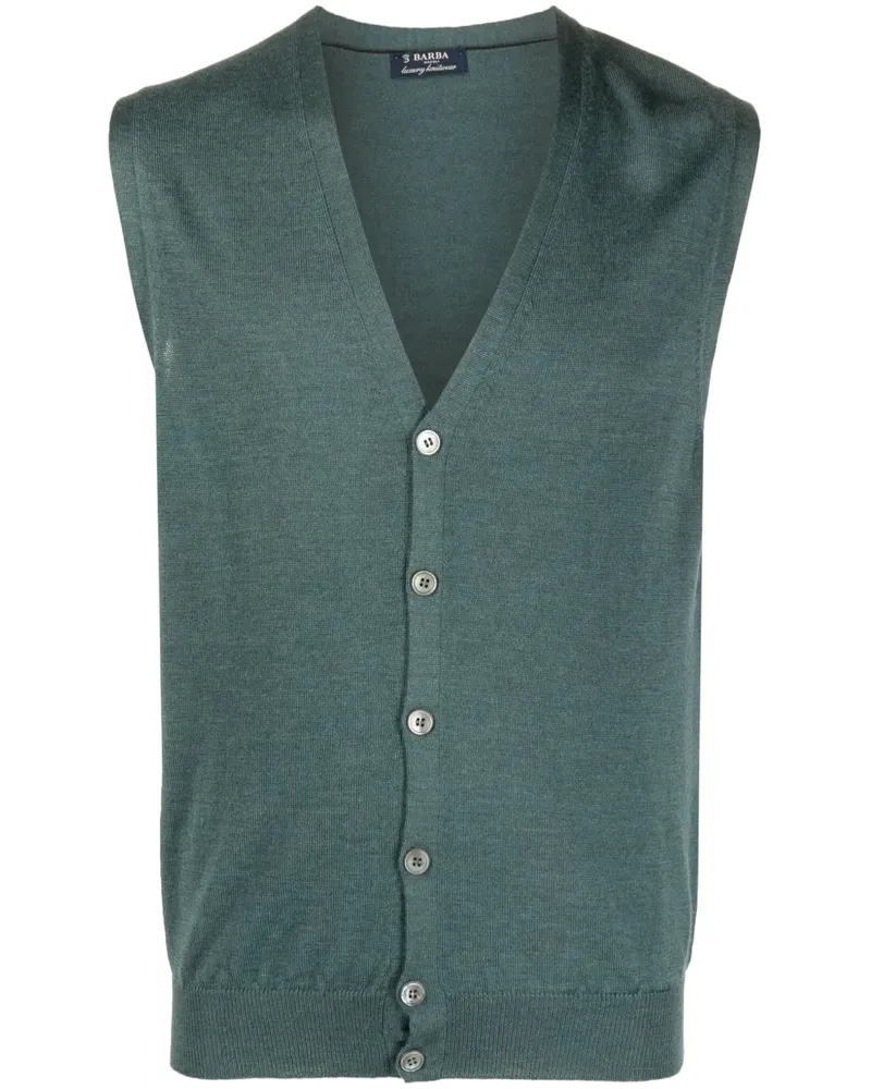 BARBA Gestrickte Weste mit Knopfleiste - Blau Blau