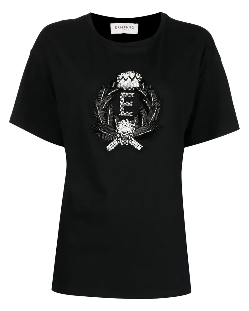 Ermanno Scervino T-Shirt mit Logo-Patch - Schwarz Schwarz