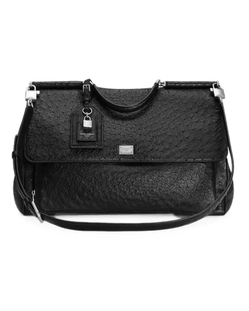 Dolce & Gabbana My Sicily Handtasche aus Straußenleder - Schwarz Schwarz