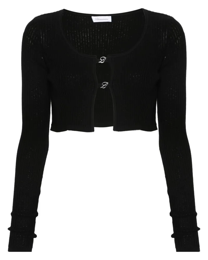 Blumarine Cropped-Cardigan mit Logo-Schild - Schwarz Schwarz