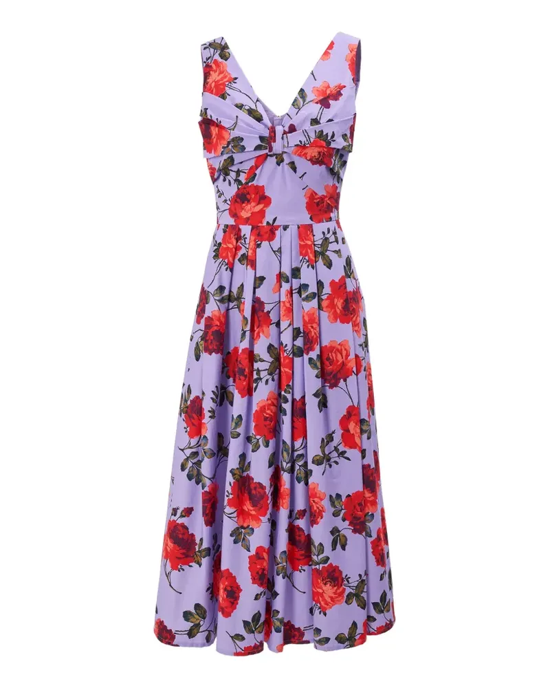 Carolina Herrera New York Midikleid mit Rosenprint - Violett Violett