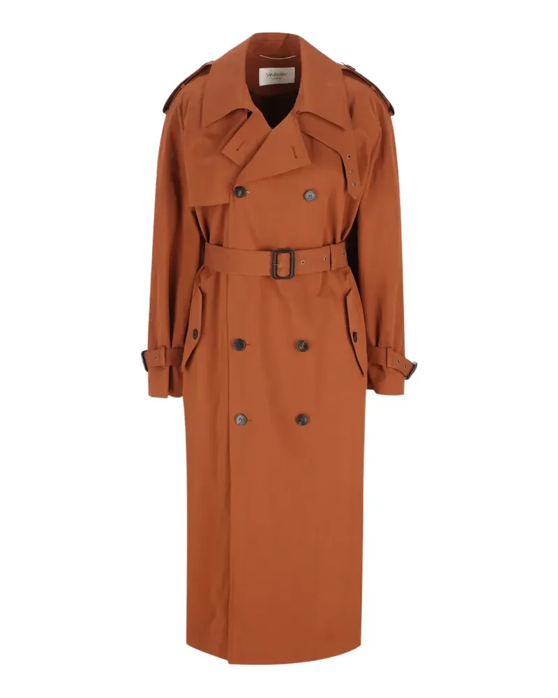 Saint Laurent belted double-breasted coat - Orange Orange