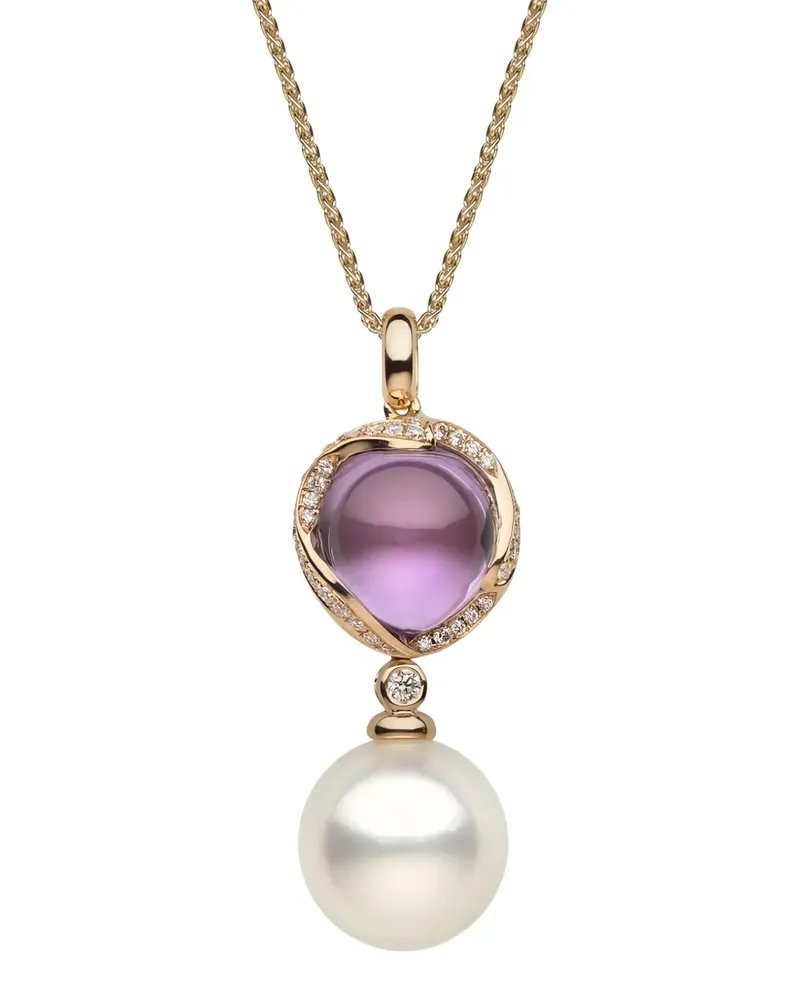 YOKO London freshwater pearl and amethyst necklace - Gold Gold
