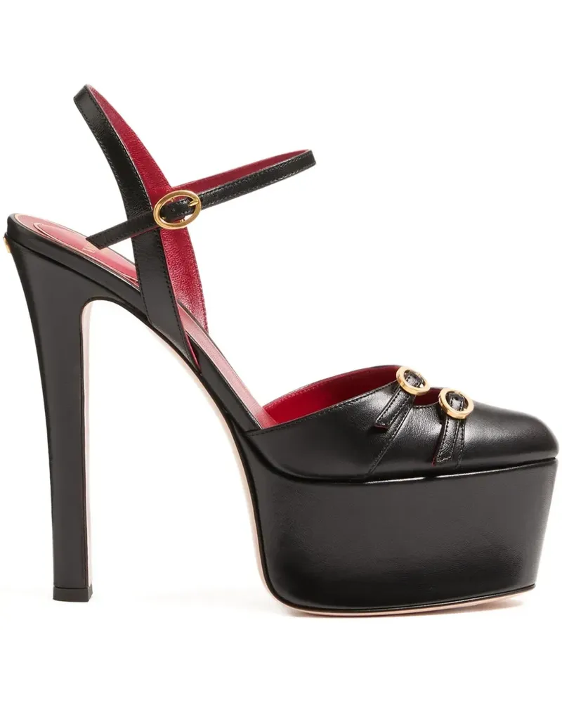 Valentino Garavani Crasher Pumps mit Plateau-Schnalle 145mm - Schwarz Schwarz