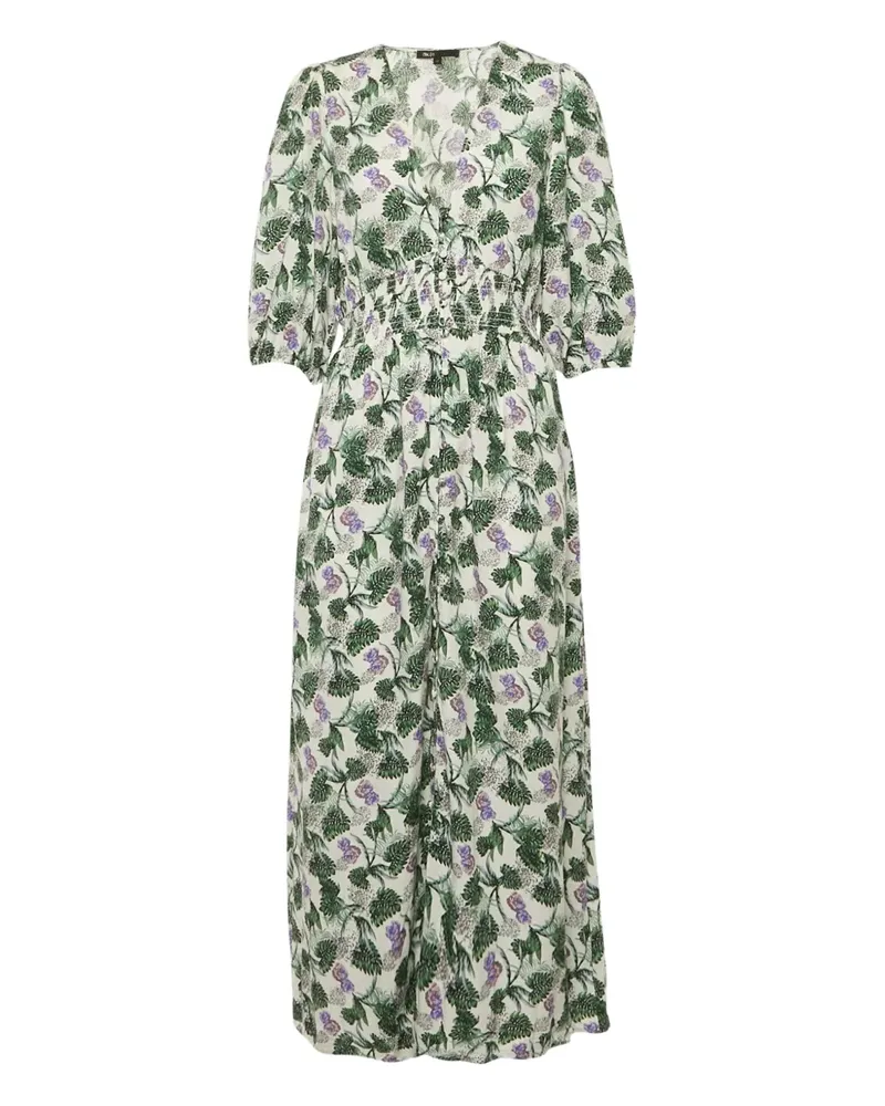 Maje 2020s Midikleid mit Blumen-Print - Weiß Weiß