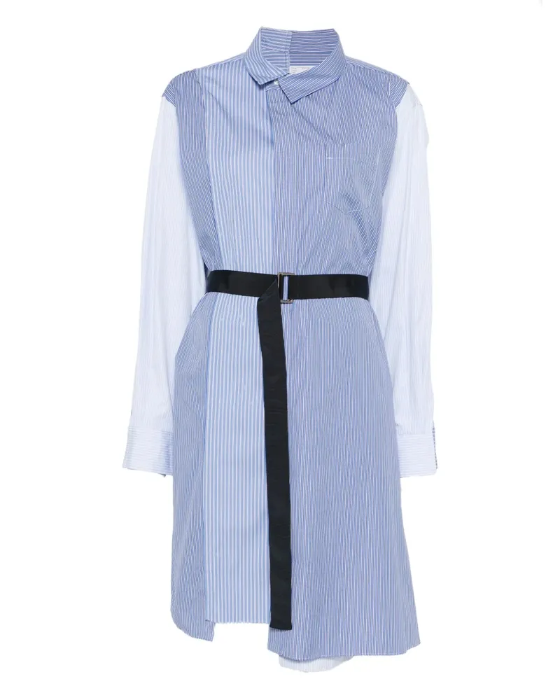 Sacai Gestreiftes Hemdkleid mit Gürtel - Blau Blau