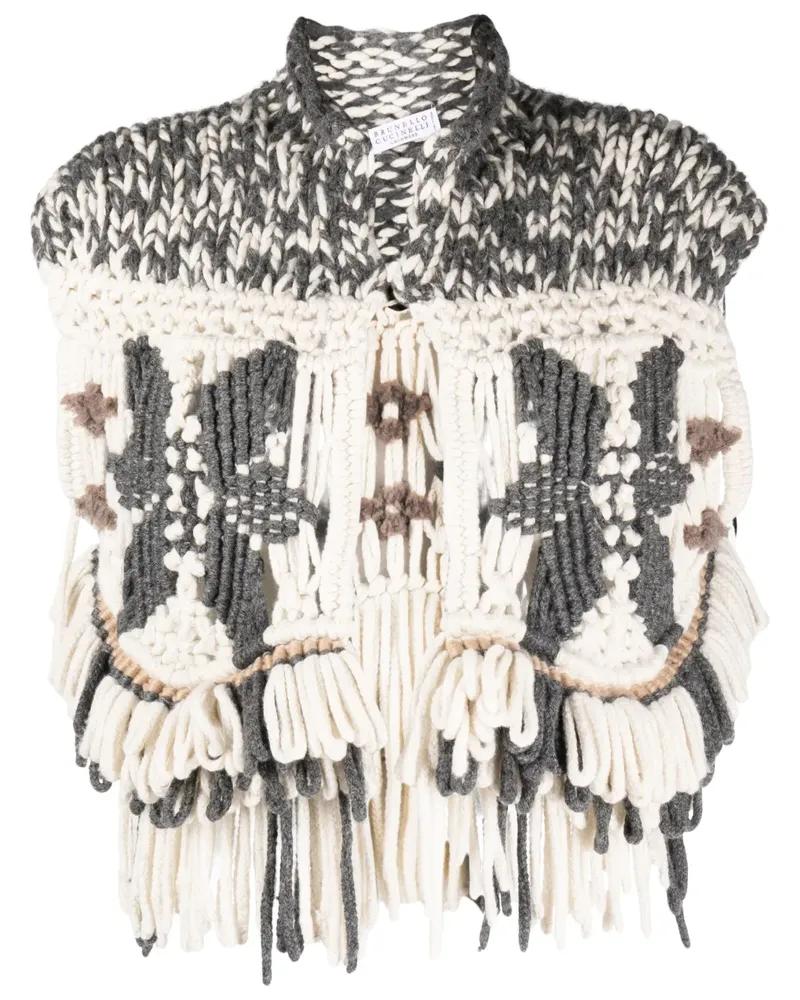 Brunello Cucinelli Bestickter Cardigan - Weiß Weiß