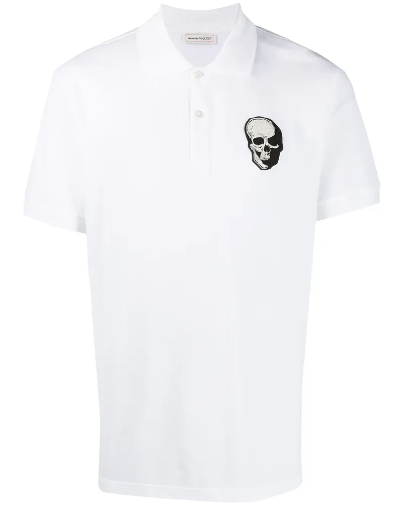 Alexander McQueen Poloshirt mit Totenkopf-Patch - Weiß Weiß