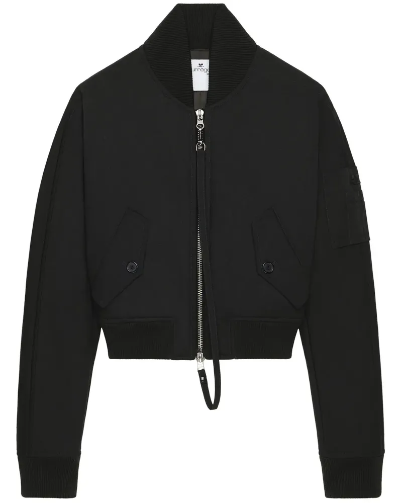 Courrèges Cropped-Bomberjacke - Schwarz Schwarz