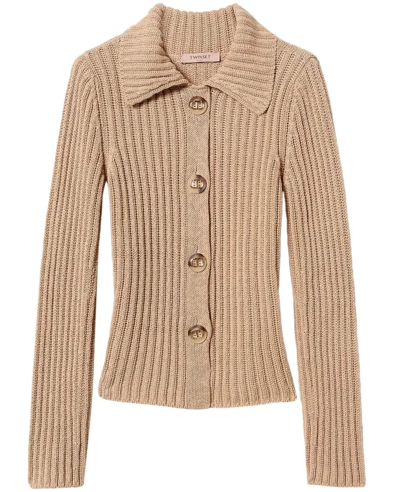 Twin-Set Cardigan mit Oval T-Knöpfen - Nude Nude