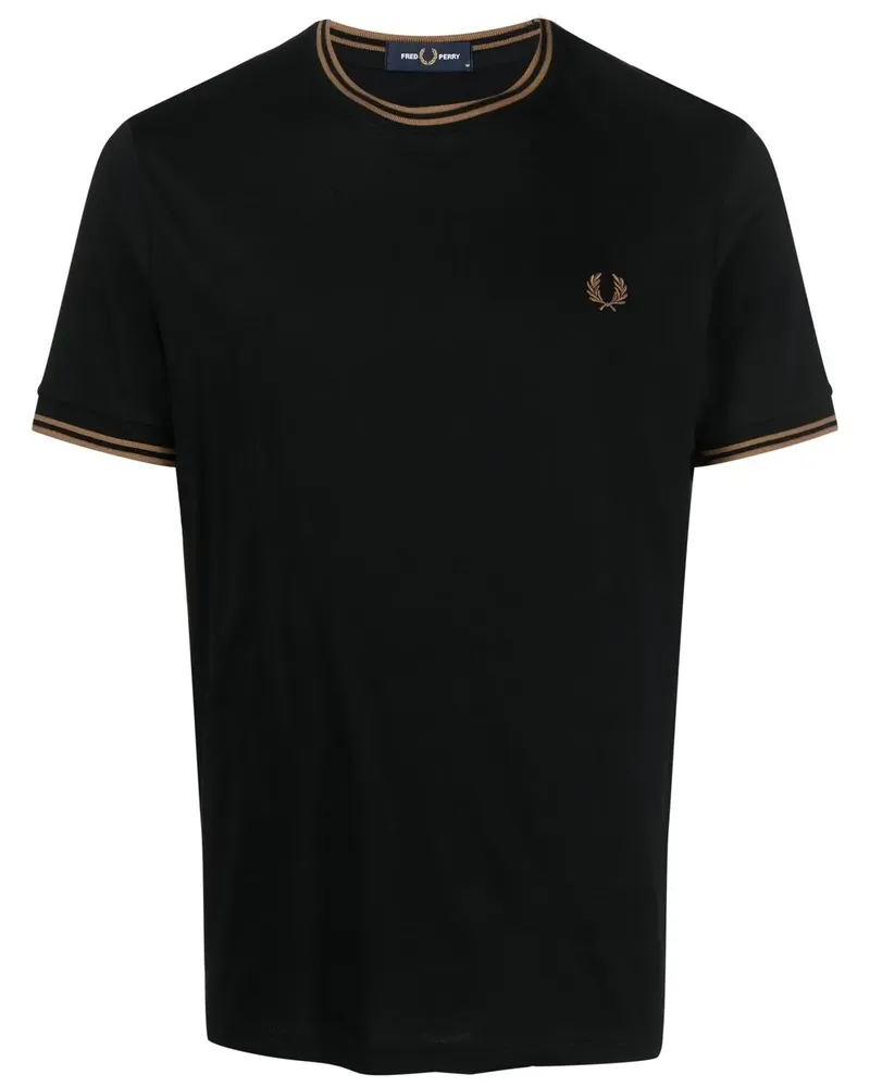 Fred Perry T-Shirt mit gestreiften Details - Schwarz Schwarz
