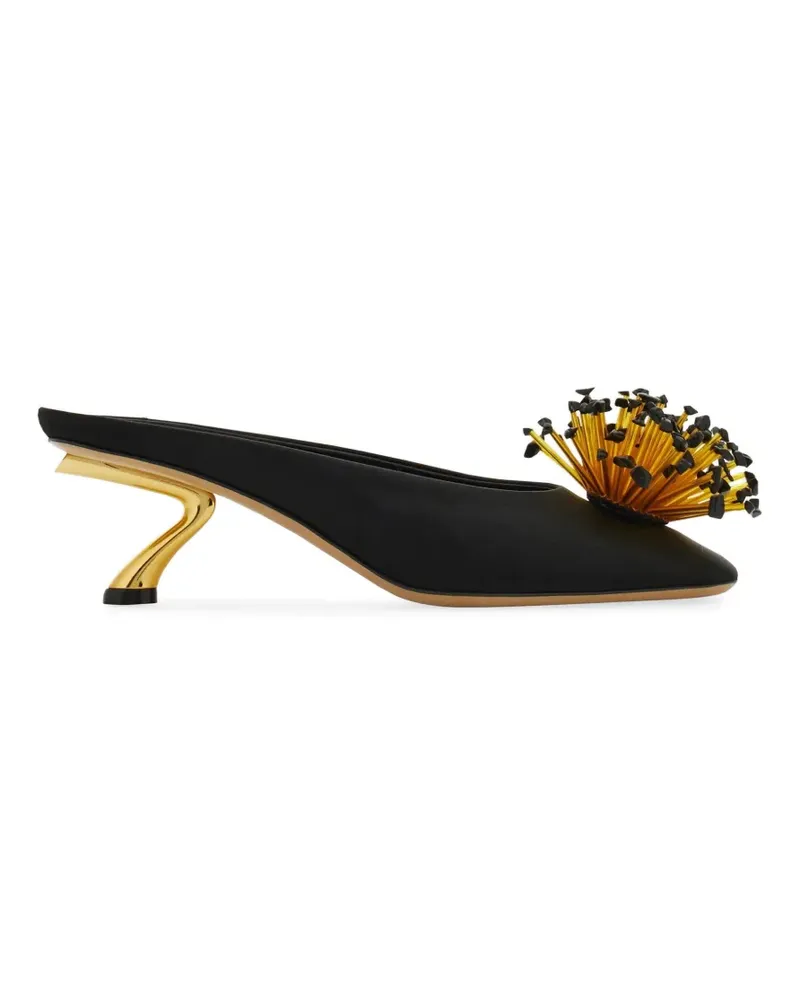 Ferragamo Mules mit Perlen - Schwarz Schwarz