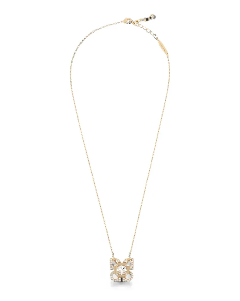 Ferragamo crystal-embellished Gancini necklace - Gold Gold