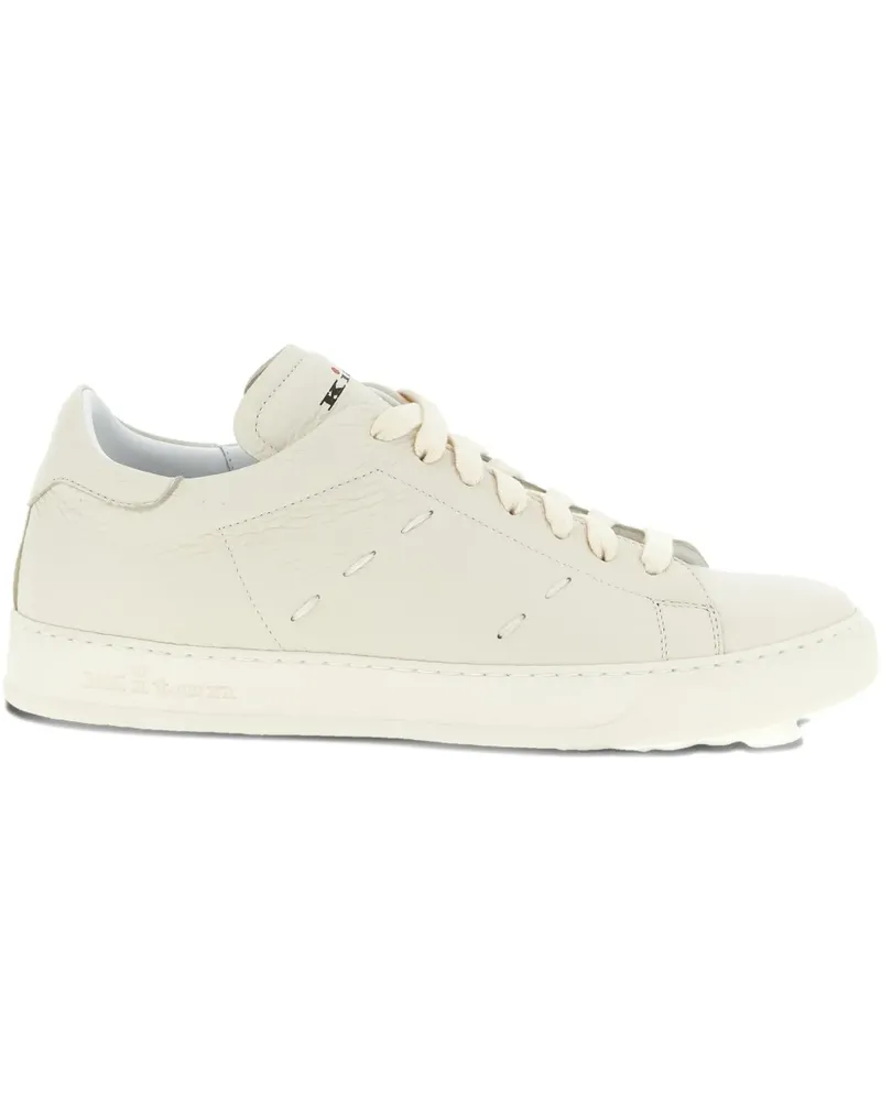 Kiton stitching leather sneakers - Nude Nude