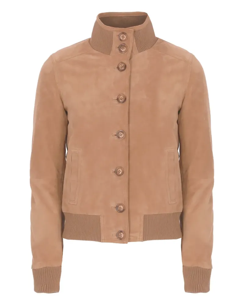 Bully Lederjacke mit Knopfverschluss - Braun Braun