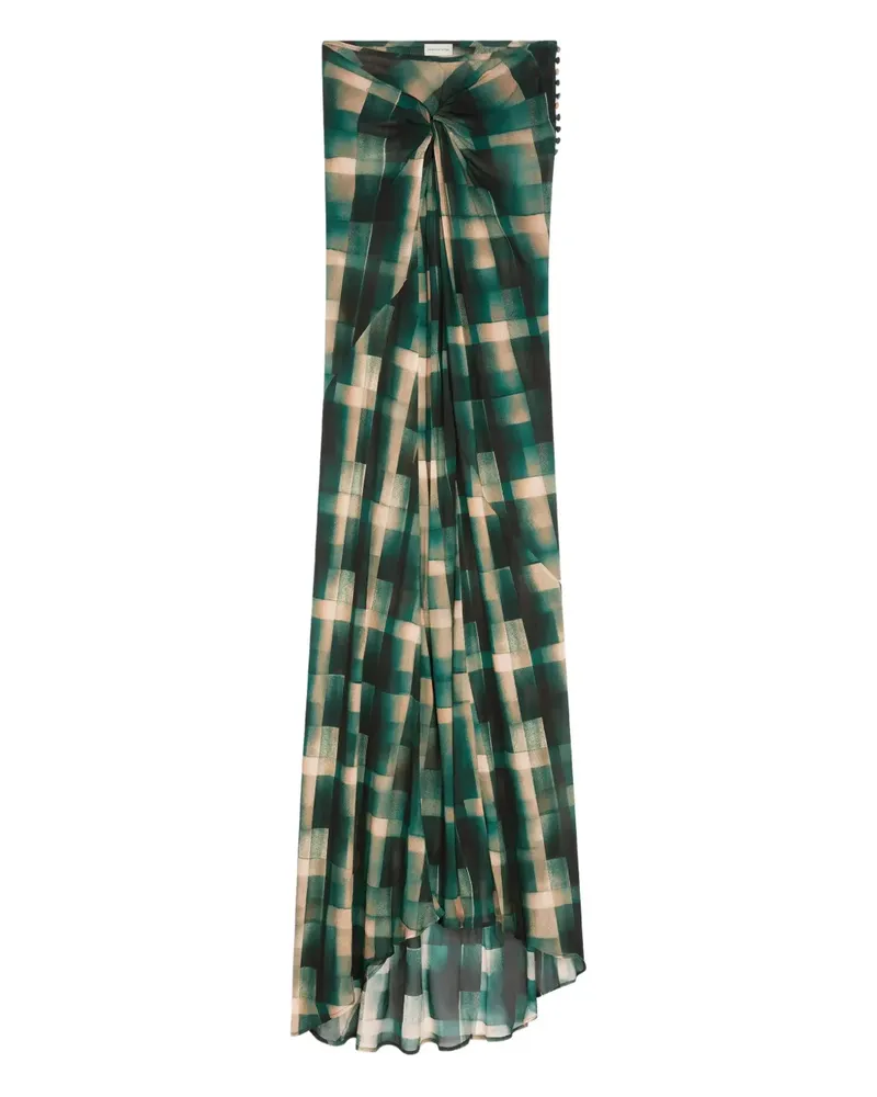 Dries van Noten Drapierter Rock mit Karomuster - Grün Grün