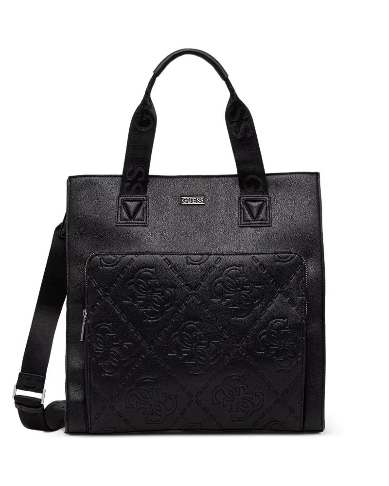 Guess Milano logo-embossed quilted tote bag - Schwarz Schwarz