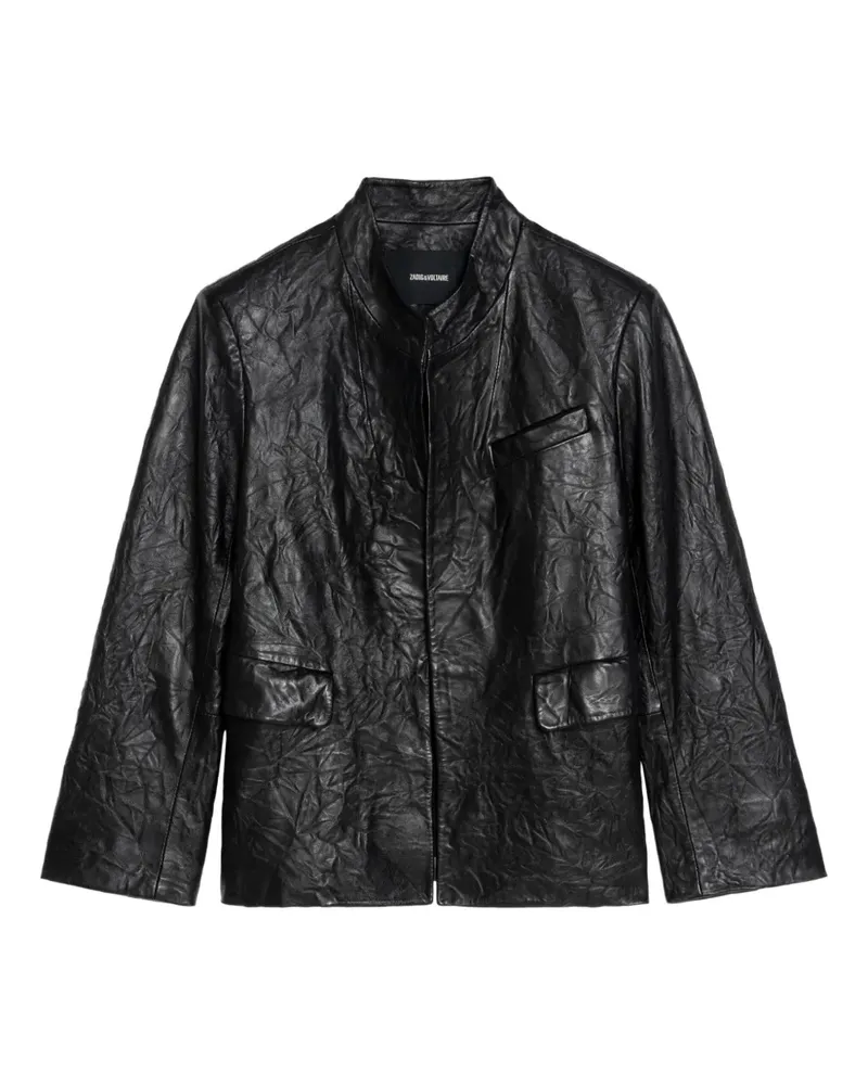 Zadig & Voltaire Veryn Crinkle Blazer aus Leder - Schwarz Schwarz