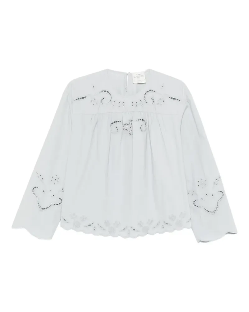 forte_forte Bluse mit Lochstickerei - Blau Blau